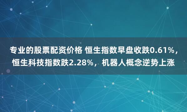 专业的股票配资价格 恒生指数早盘收跌0.61%，恒生科技指数跌2.28%，机器人概念逆势上涨